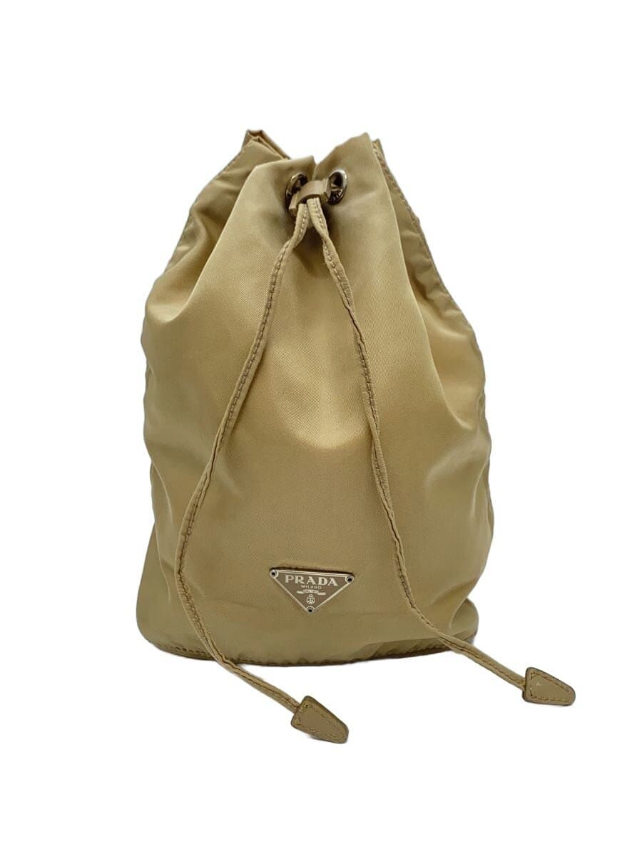 PRADA Drawstring Pouch Nylon Beige Solid