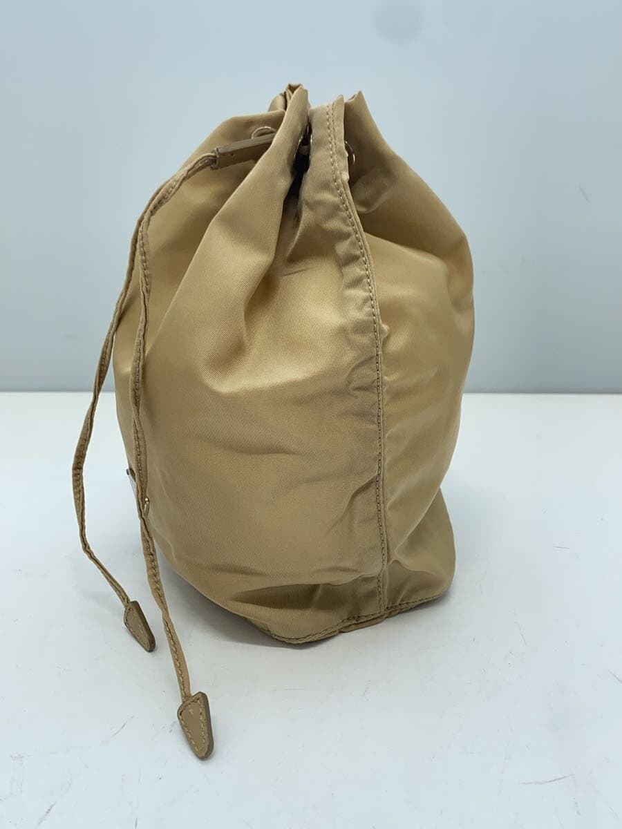 PRADA Drawstring Pouch Nylon Beige Solid 2
