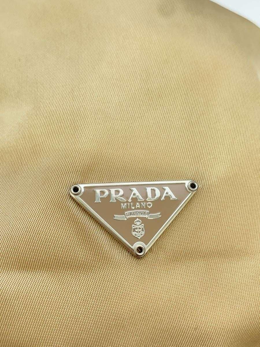 PRADA Drawstring Pouch Nylon Beige Solid 5