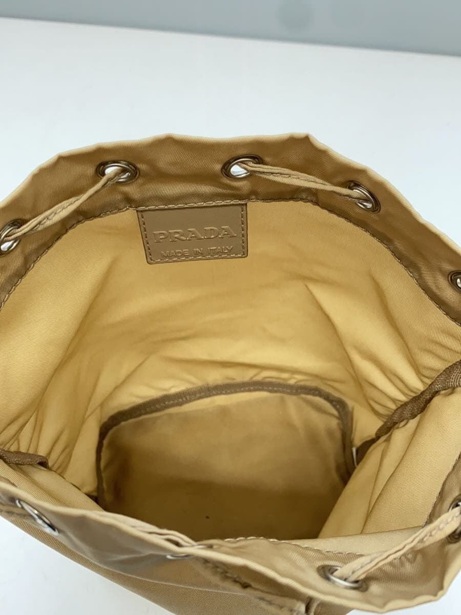 PRADA Drawstring Pouch Nylon Beige Solid 6