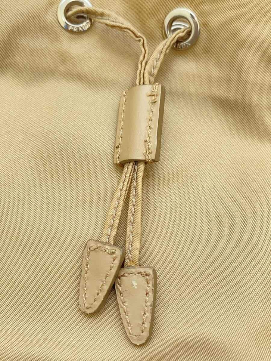 PRADA Drawstring Pouch Nylon Beige Solid 7