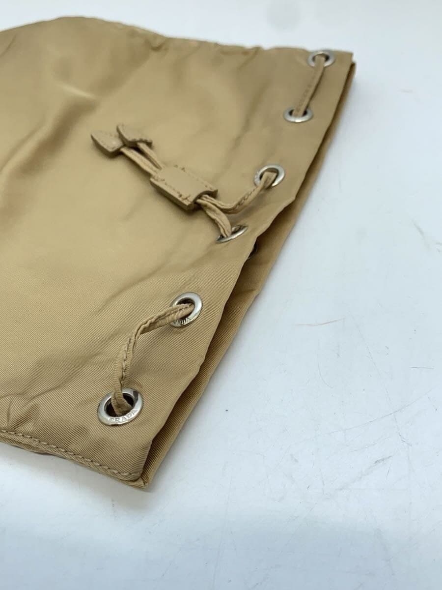 PRADA Drawstring Pouch Nylon Beige Solid 9