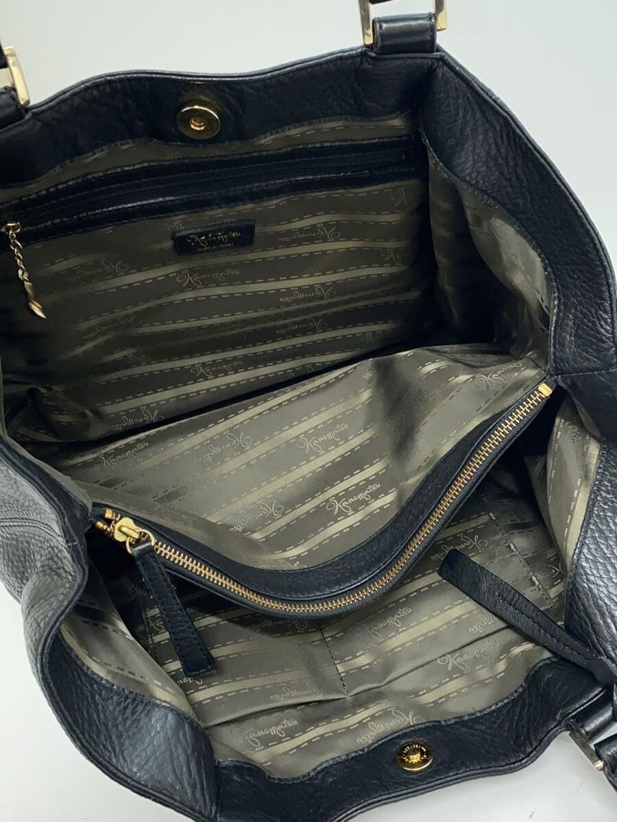 GINZA Kanematsu Tote Bag Leather BLK Solid 6
