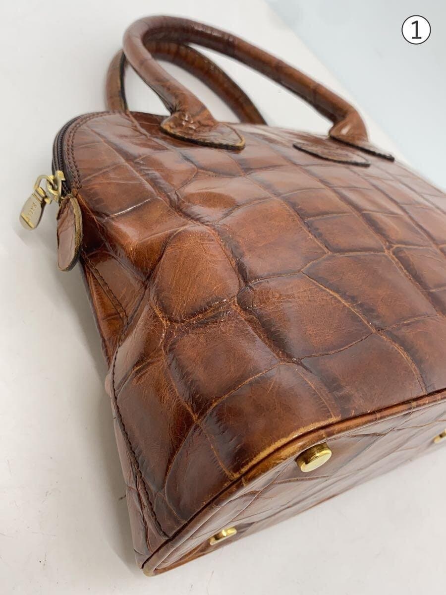 BALLY Handbag Leather BRW All Over Pattern 8