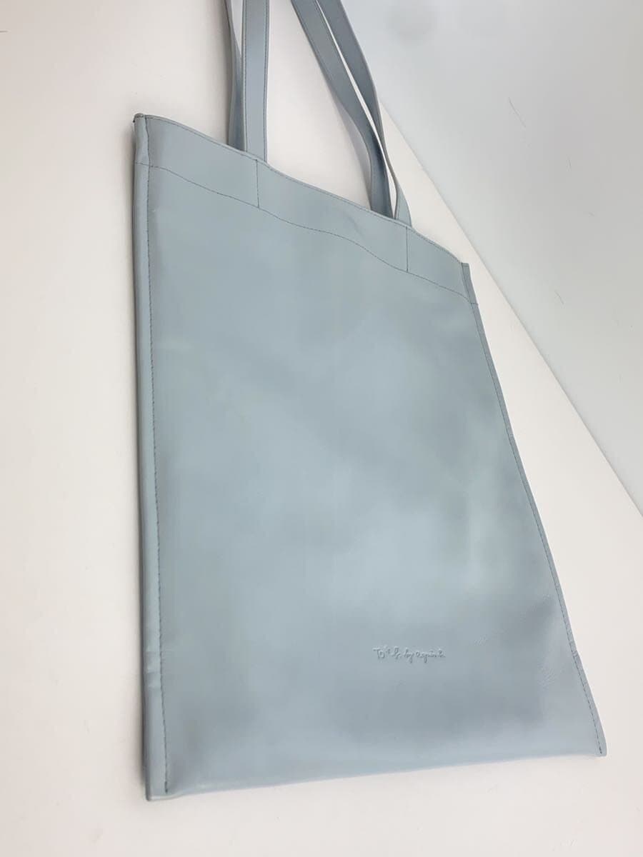 To b. by agnes b tote bag cow leather BLU plain 6255WX31 8