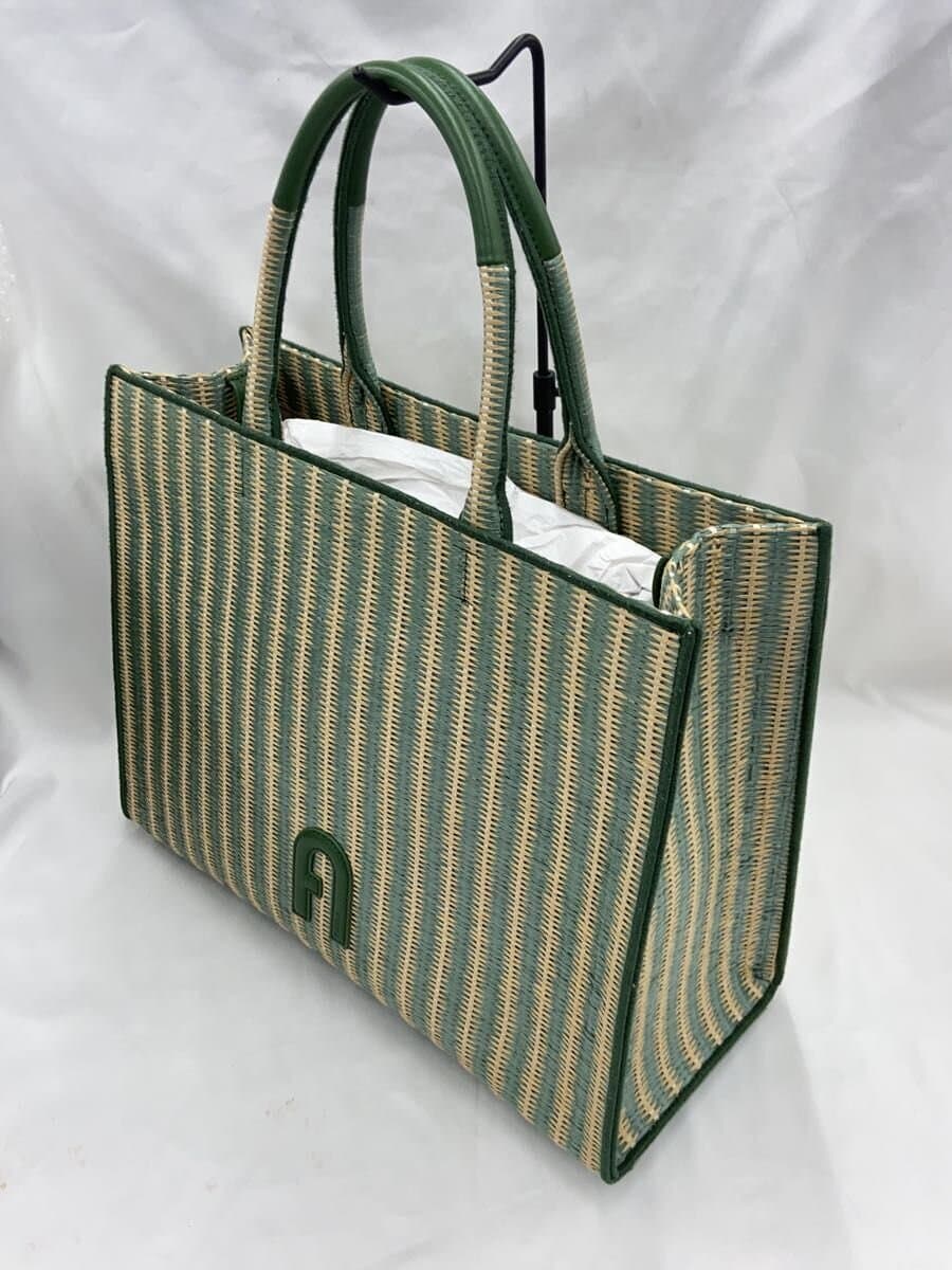 FURLA Basket Bag Tote Bag GRN Solid 2