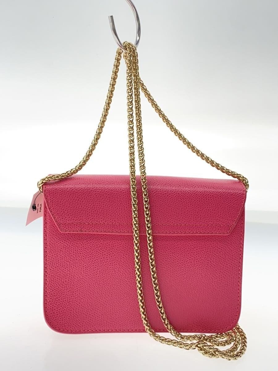 FURLA Metro Police Chain Shoulder Bag Leather Pink 3