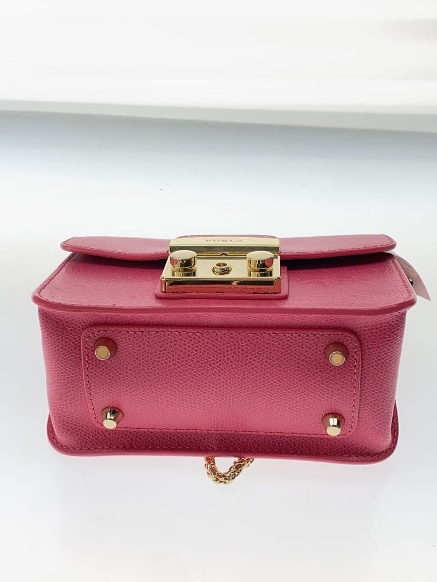 FURLA Metro Police Chain Shoulder Bag Leather Pink 4