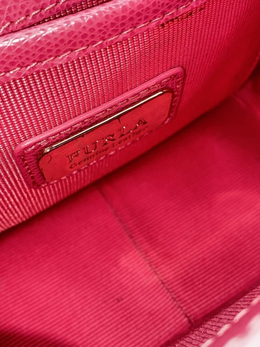 FURLA Metro Police Chain Shoulder Bag Leather Pink 5