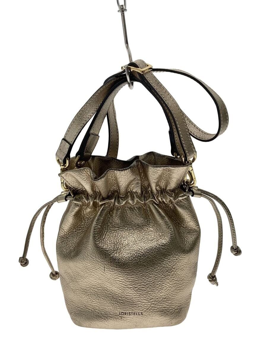 LORISTELLA2-Way Drawstring Type Shoulder Bag Leather GLD