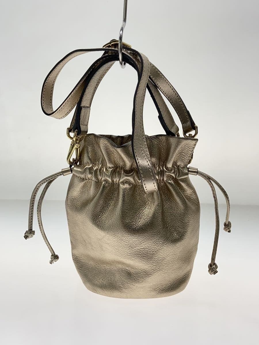 LORISTELLA2-Way Drawstring Type Shoulder Bag Leather GLD 3