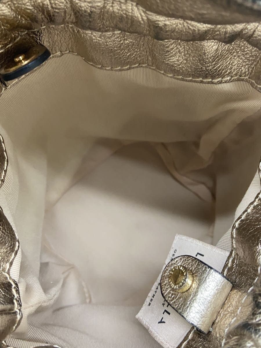 LORISTELLA2-Way Drawstring Type Shoulder Bag Leather GLD 6