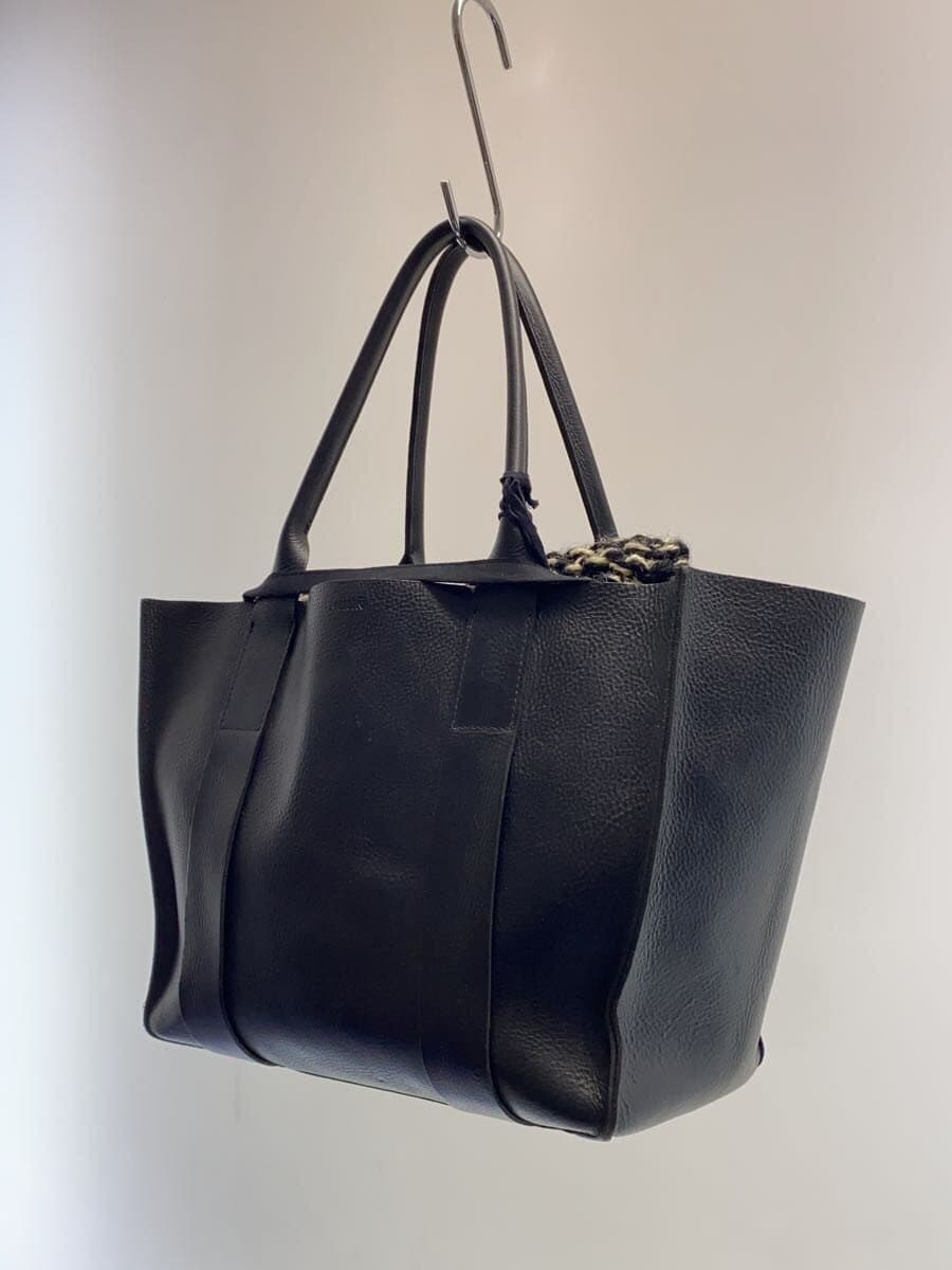 MUUN With Tag Leather Tote Bag Inner Knit Bag Black 2