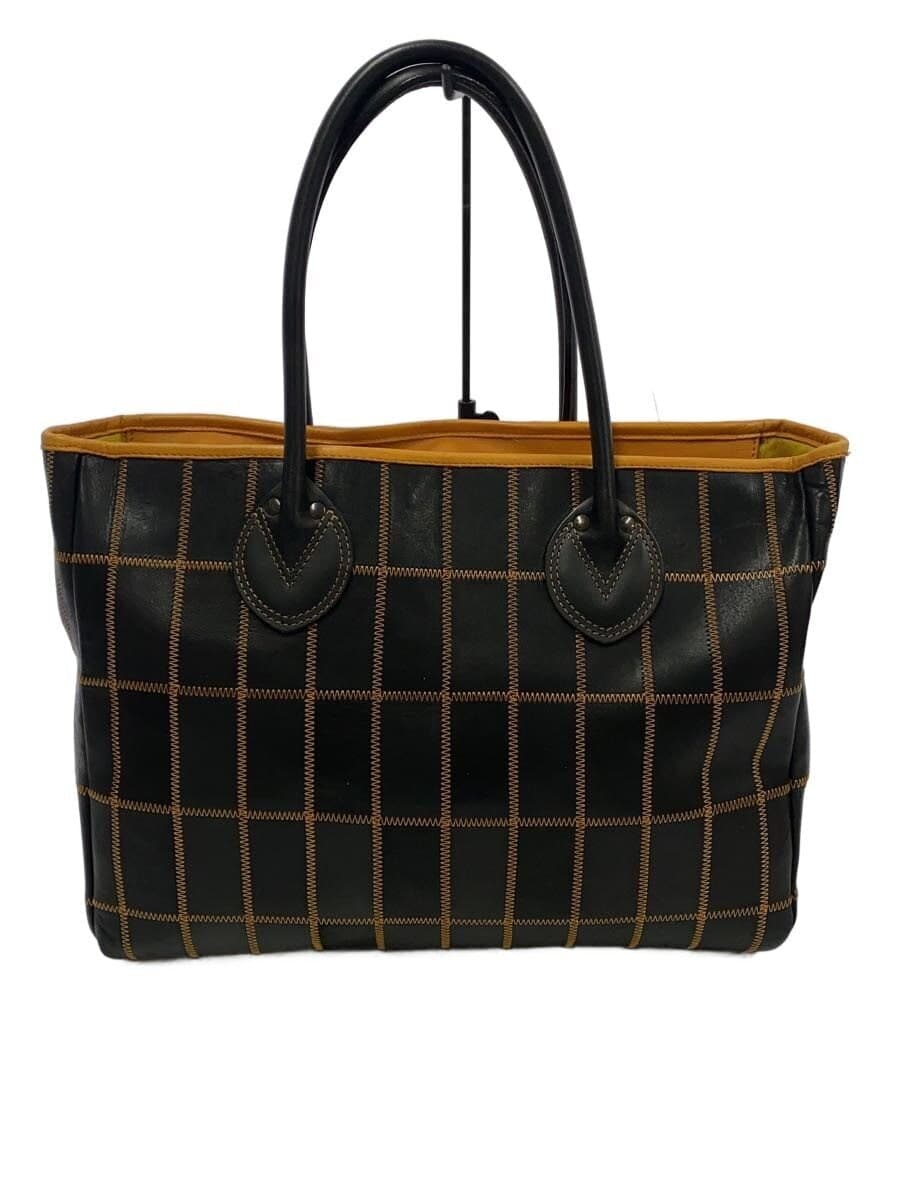 TRION Hanshin Taigase Panel Tote Bag Leather BLK