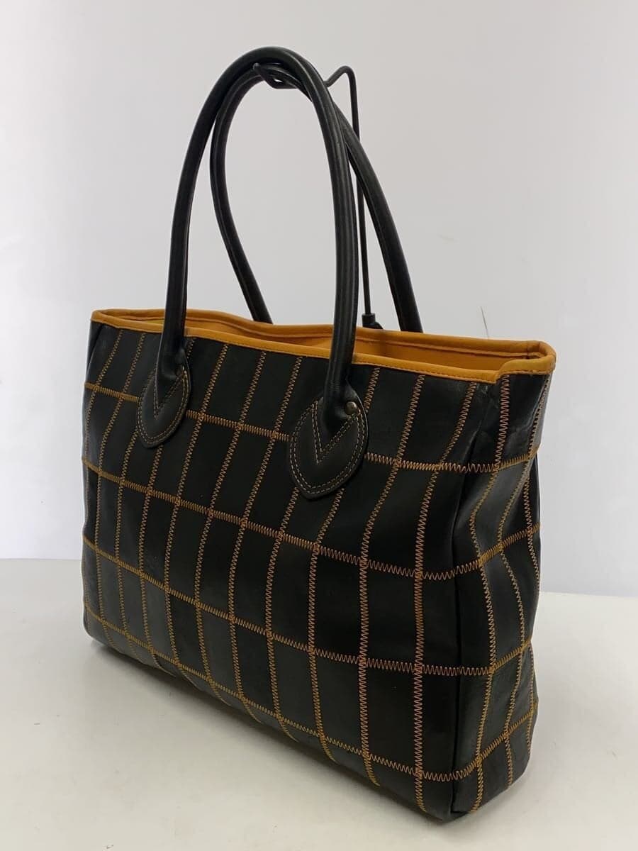 TRION Hanshin Taigase Panel Tote Bag Leather BLK 2