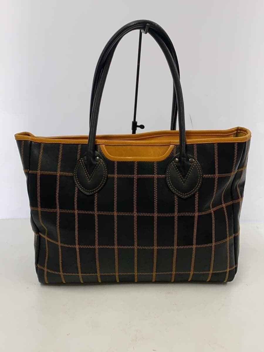 TRION Hanshin Taigase Panel Tote Bag Leather BLK 3