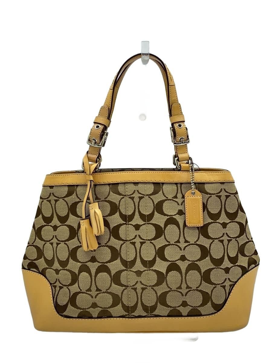 COACH Handbag Canvas BEG All Over Pattern 6830