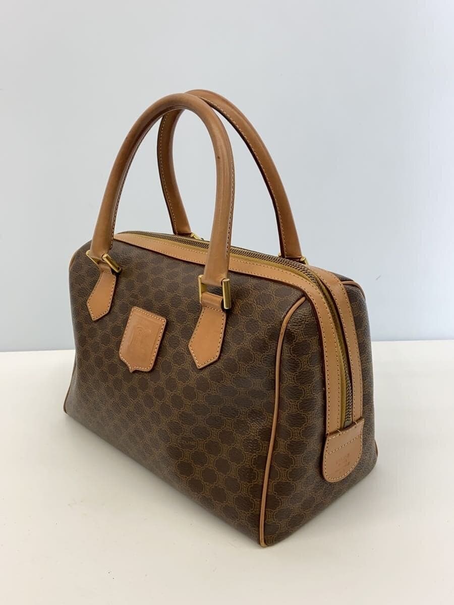 CELINE Handbag PVC BRW All Over Pattern Macadam Mini Boston Corner Wear 2