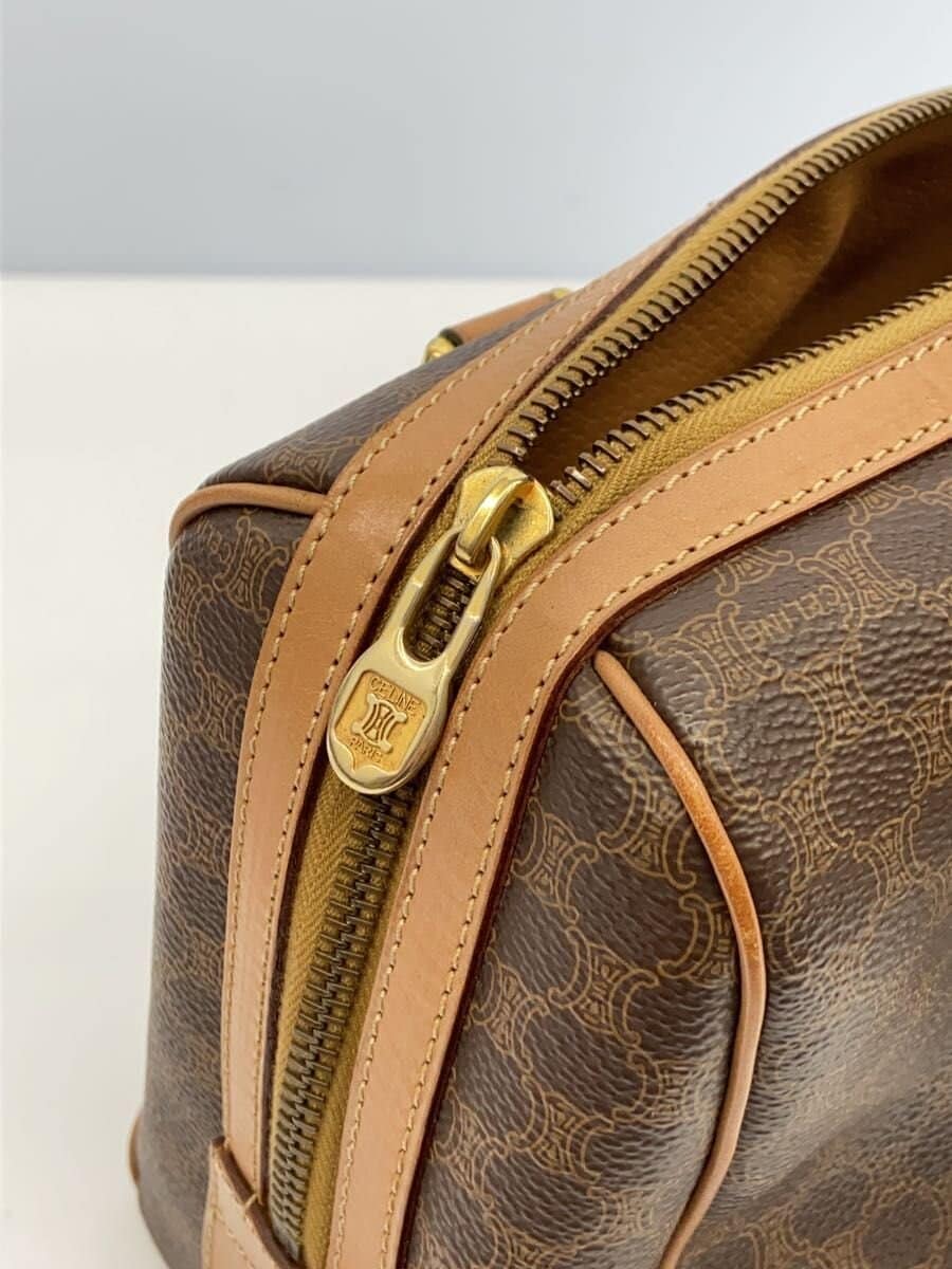 CELINE Handbag PVC BRW All Over Pattern Macadam Mini Boston Corner Wear 9