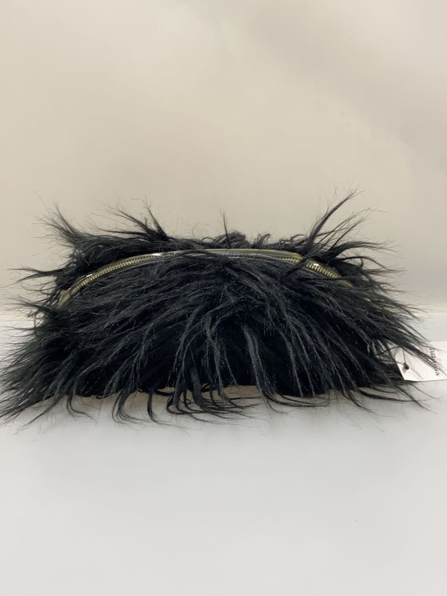 MM6 Pouch Faux Leather Black Solid Color S41WF0020 Fur Vinyl Part Discoloration 3