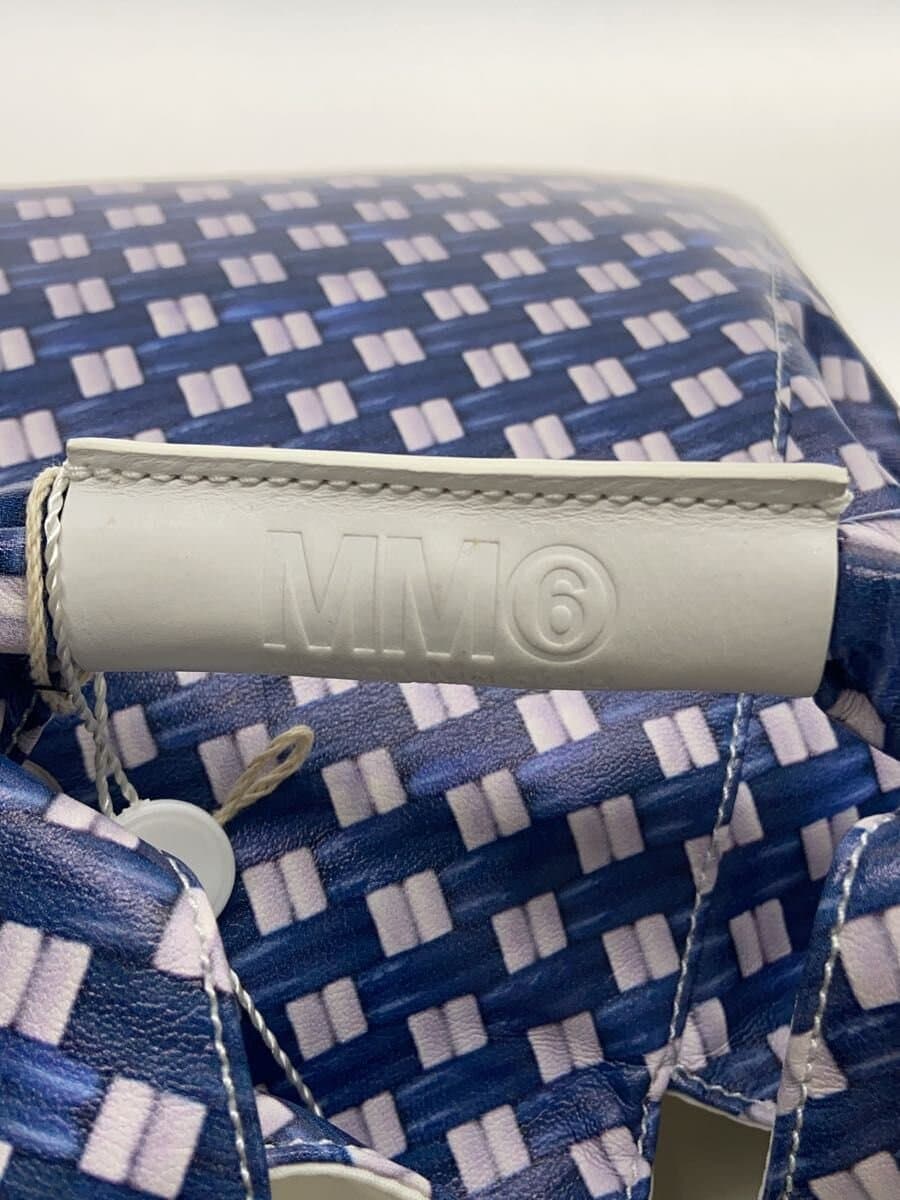 MM6 Handbag Leather BLU All-over print 5