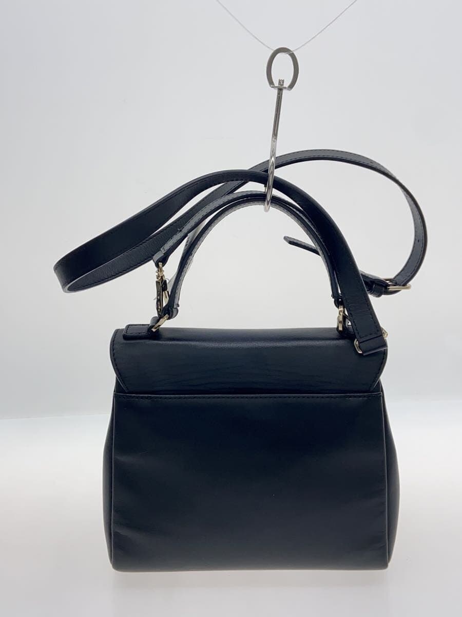agnes b. Shoulder Bag Leather BLK Solid KS04 3
