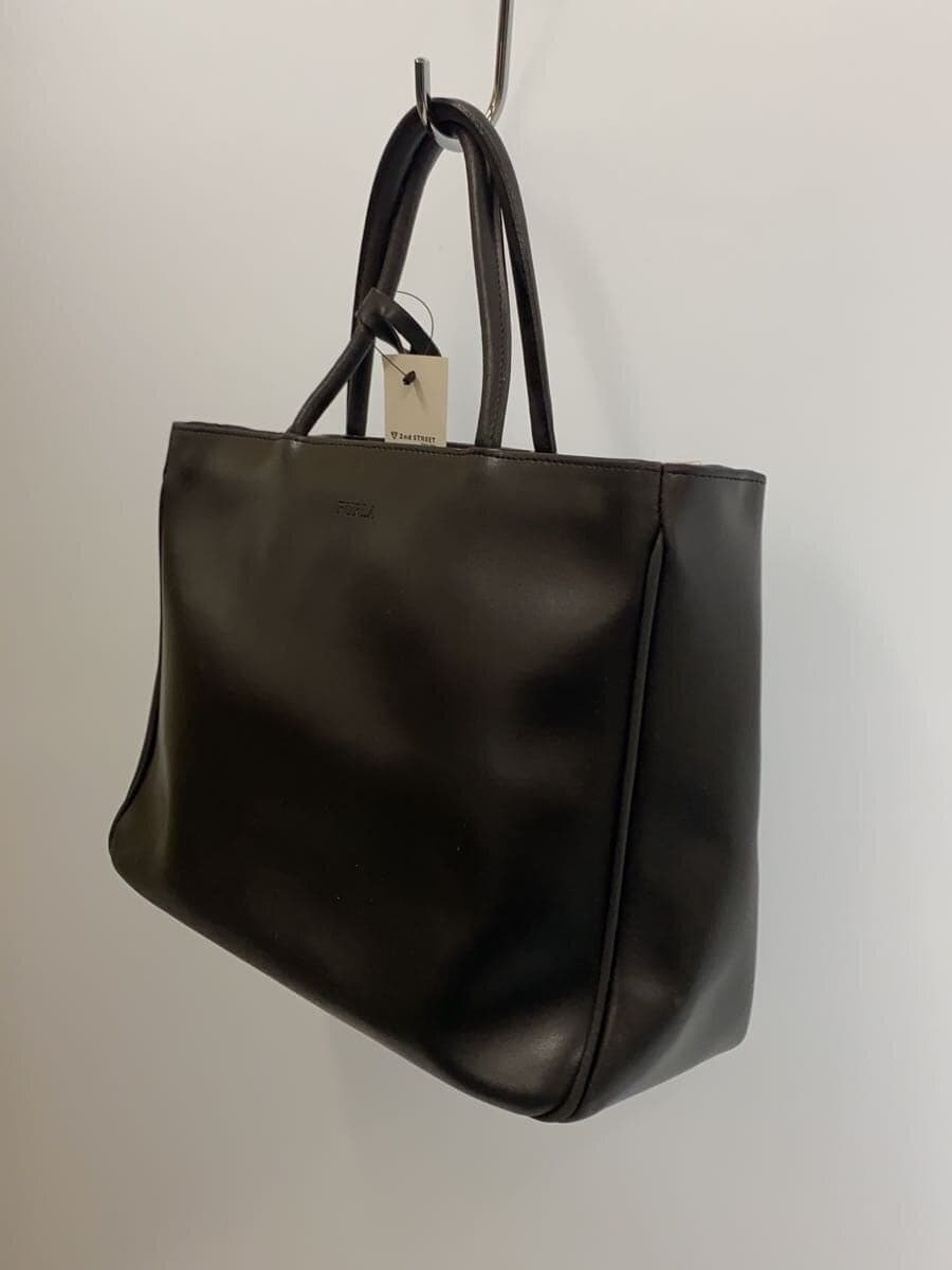FURLA Tote Bag Leather BLK Solid 2