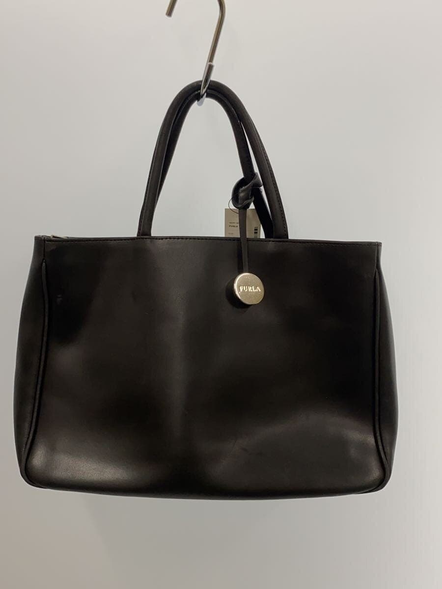 FURLA Tote Bag Leather BLK Solid 3