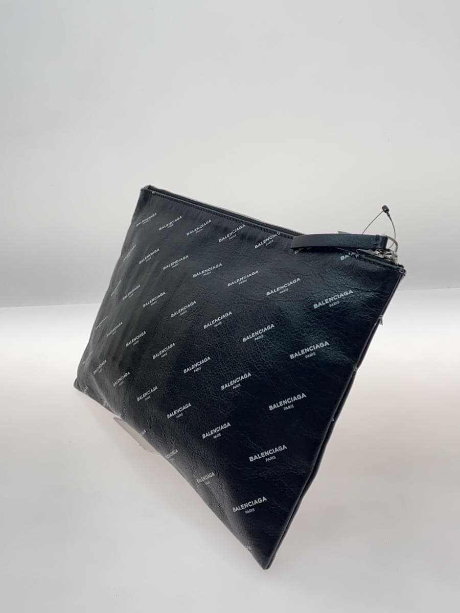BALENCIAGA clutch bag leather BLK all-over pattern 2