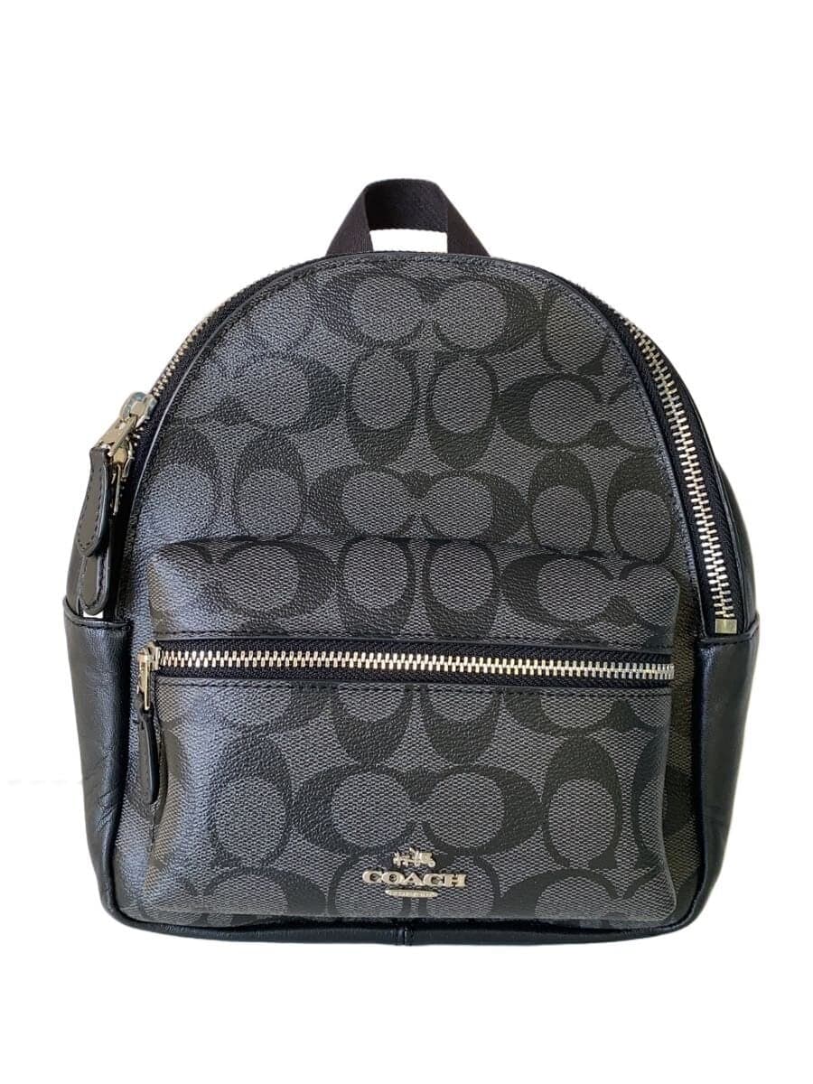 COACH Backpack Leather BLK All Over Pattern F-58315