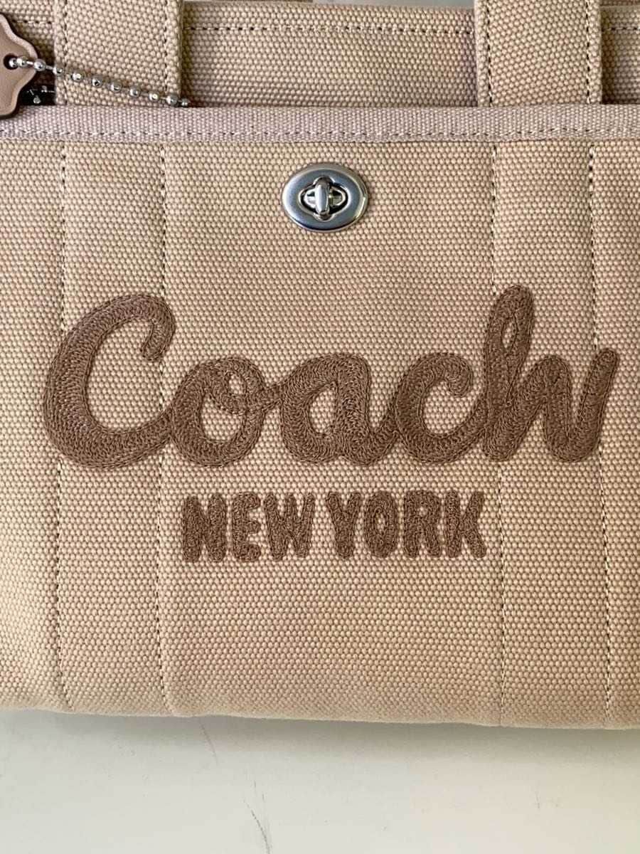 COACH Cargo Tote 26 Canvas BEG Solid 5