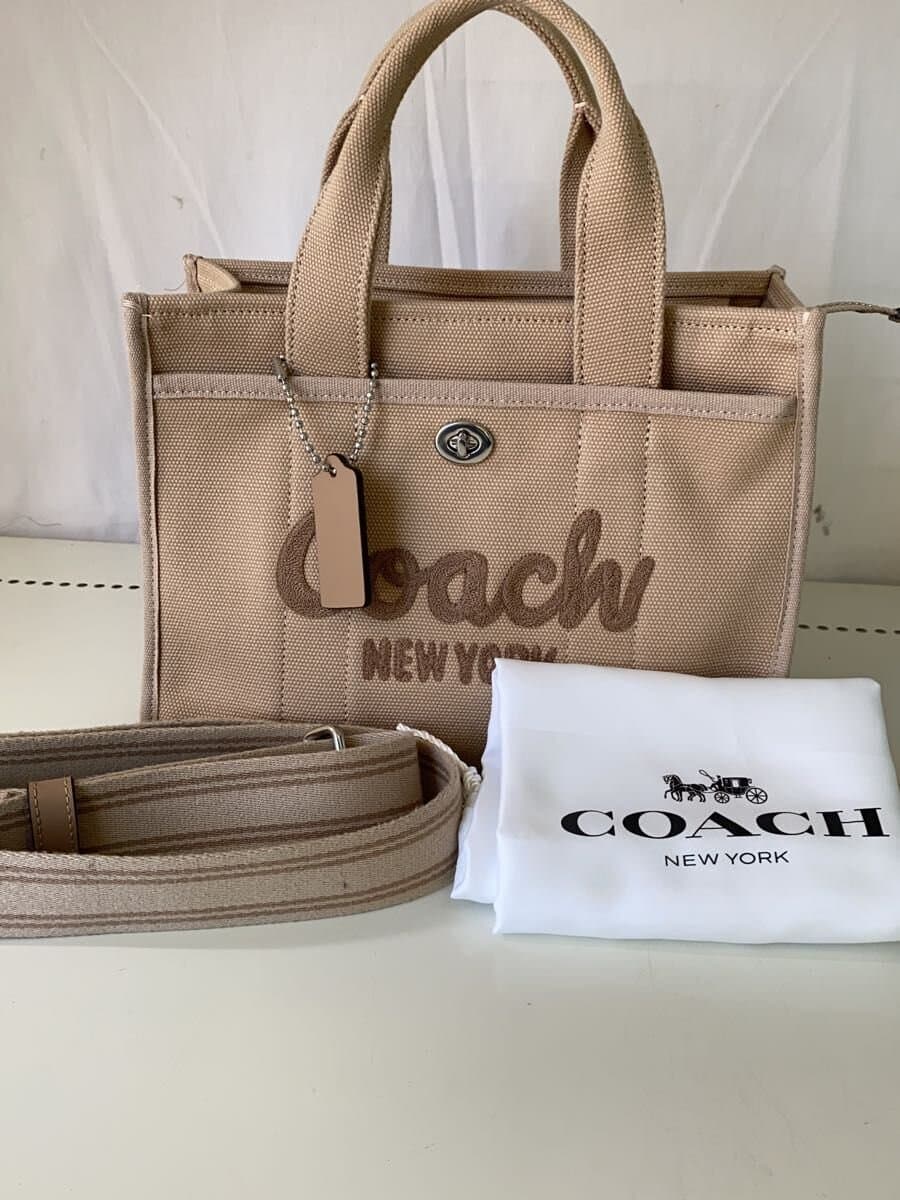 COACH Cargo Tote 26 Canvas BEG Solid 8