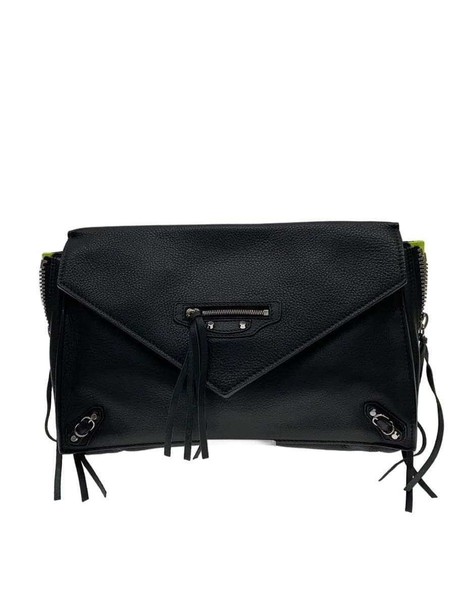 BALENCIAGA Paper Zip Around Sight Clutch Bag Goat Leather BLK 357828
