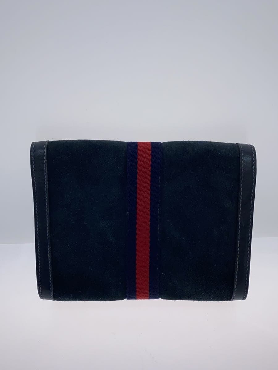 GUCCI Clutch Bag Sherry Line Suede BLK Solid 3