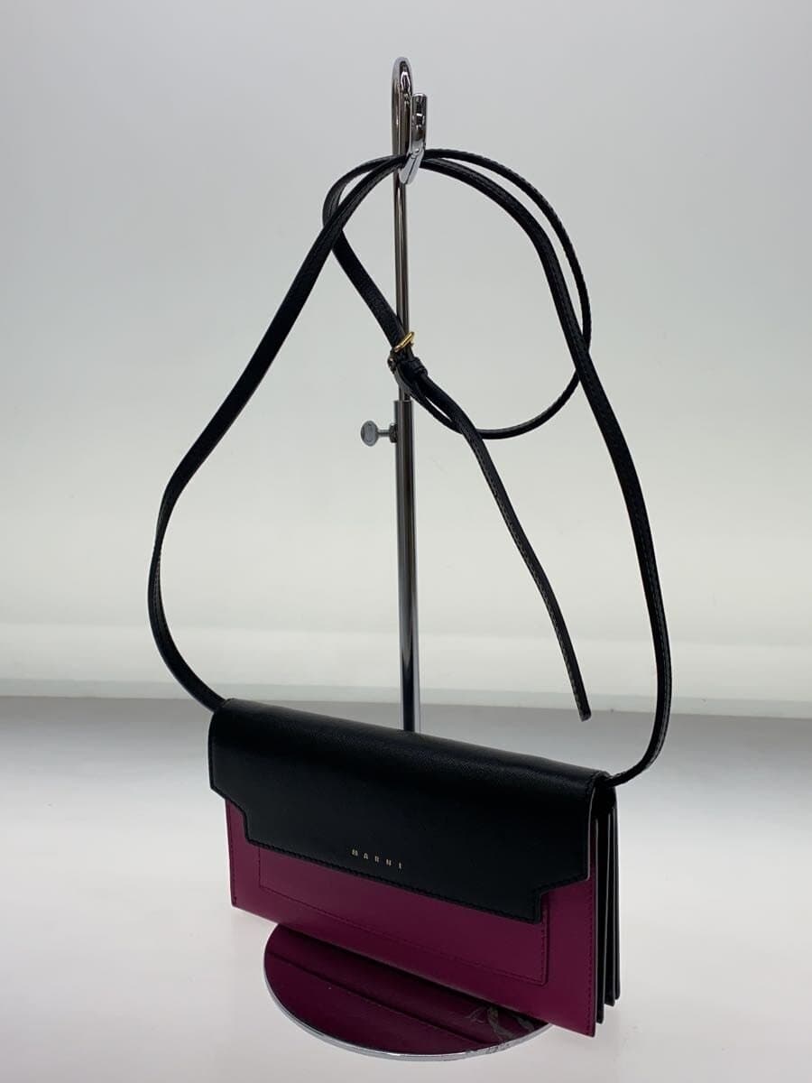 MARNI Wallet Bag by Color Shoulder Bag Leather BLK Solid 2