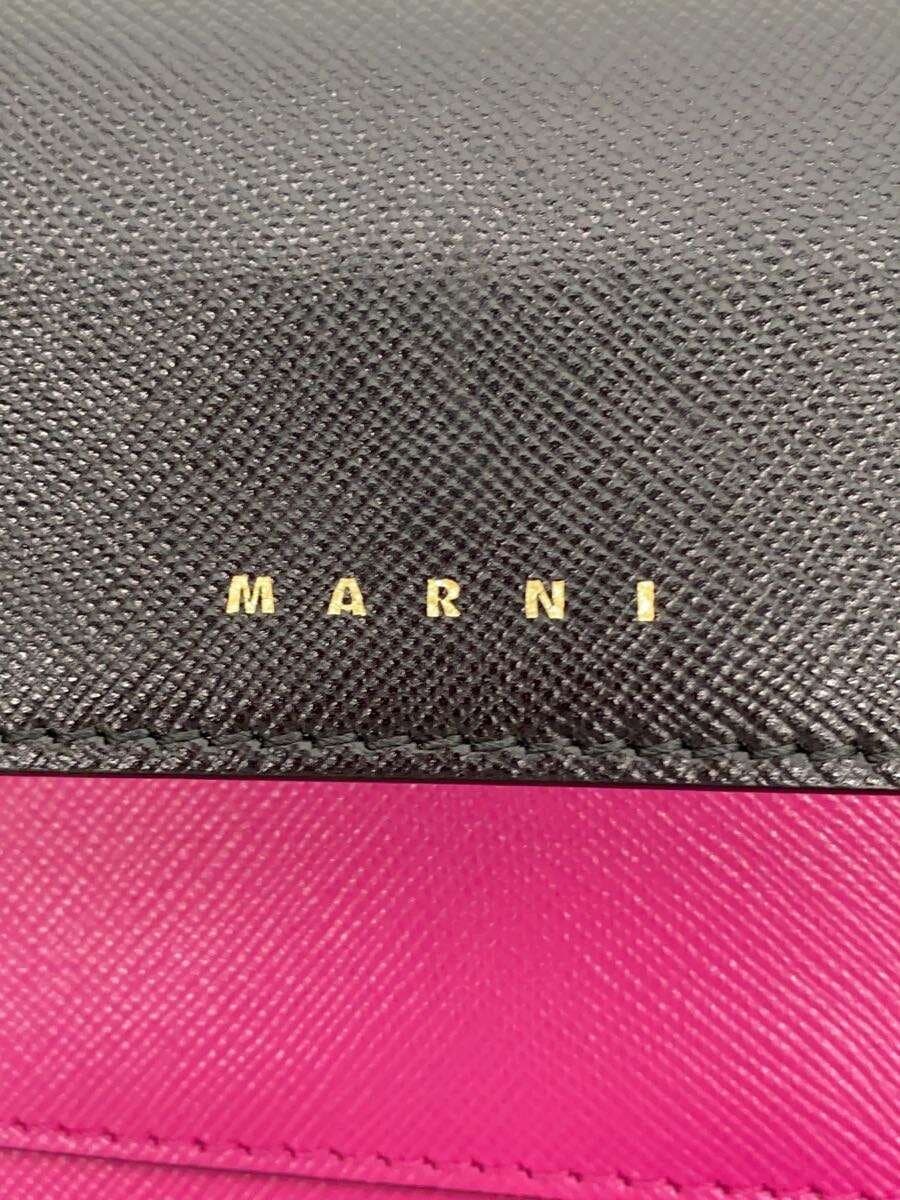 MARNI Wallet Bag by Color Shoulder Bag Leather BLK Solid 5