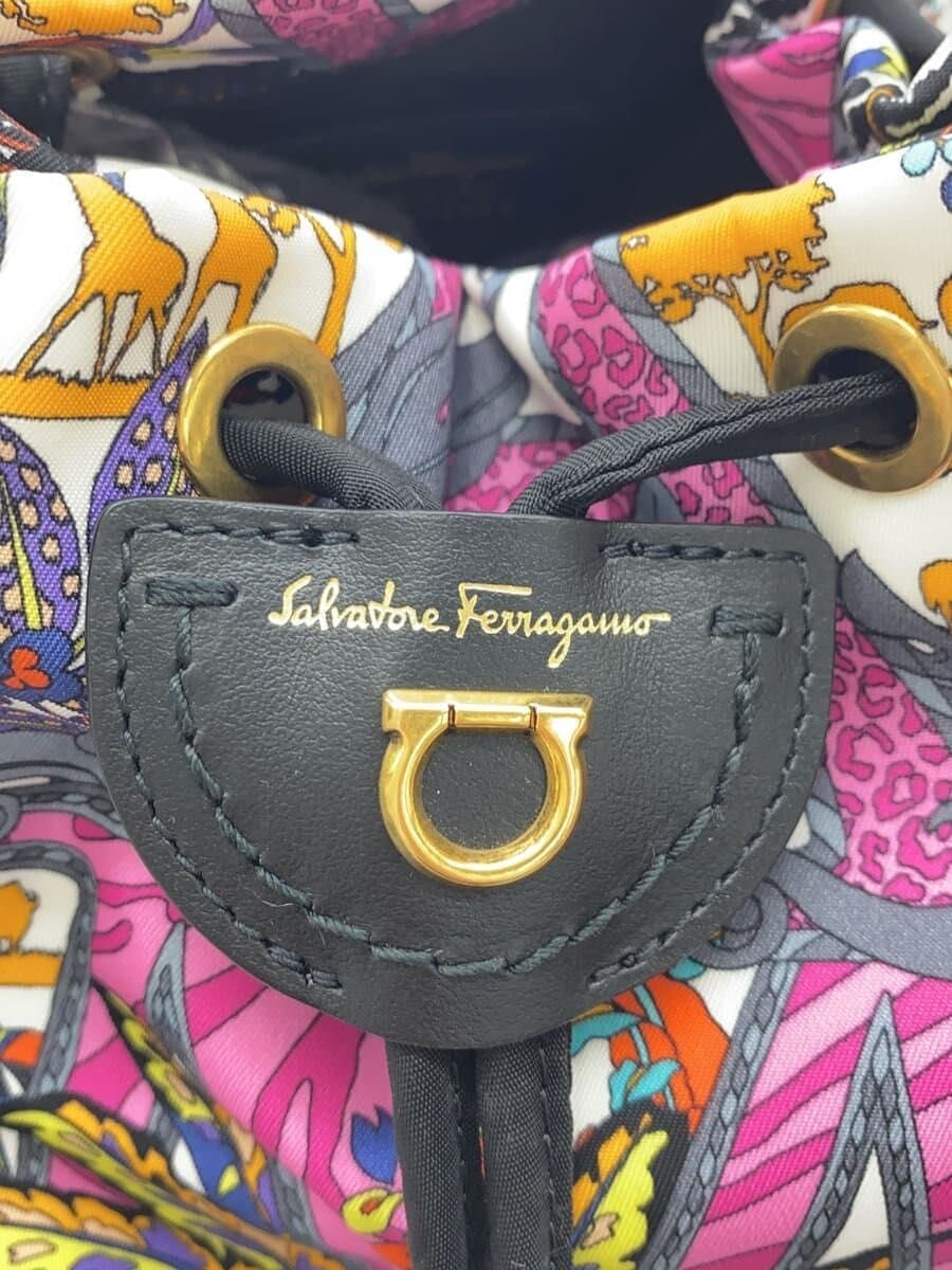 Salvatore Ferragamo PATTERN PRINTED NYLON BUCKET BAG Nylon Multicolor All Over Pattern AU-22 0384 5