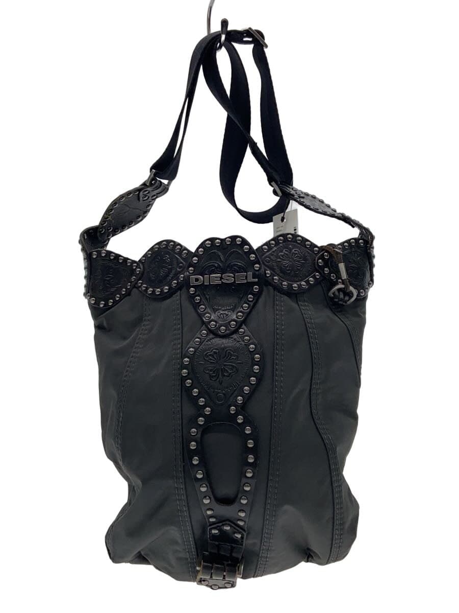 DIESELY2K ARCHIVE Embossed Studs Shoulder Bag Nylon BLK Solid
