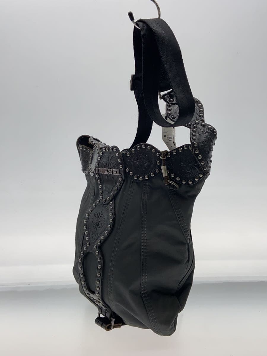 DIESELY2K ARCHIVE Embossed Studs Shoulder Bag Nylon BLK Solid 2