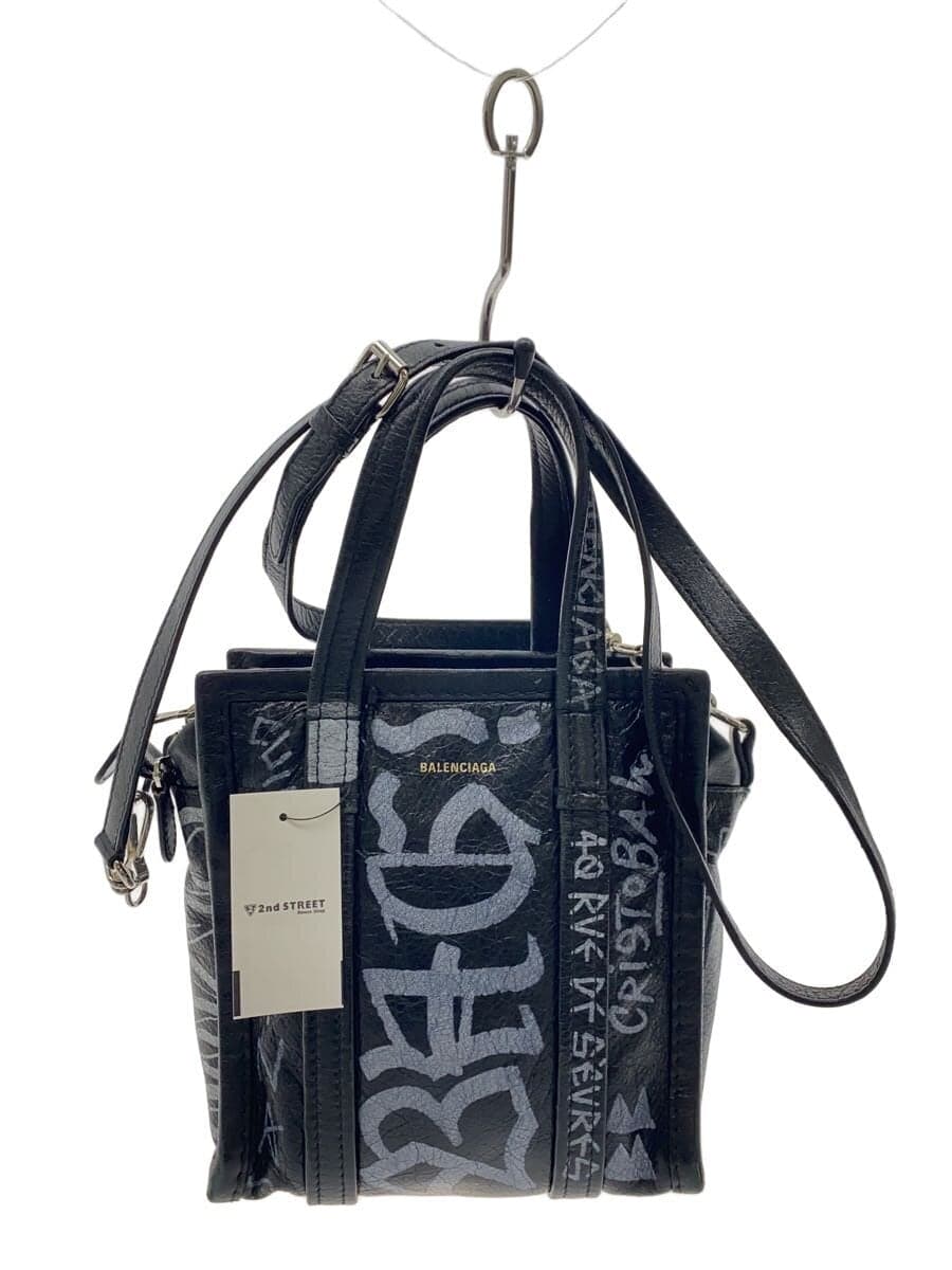 BALENCIAGA Bazaar Shopper Shoulder Bag Leather BLK Solid 513988 1090 Y 002123