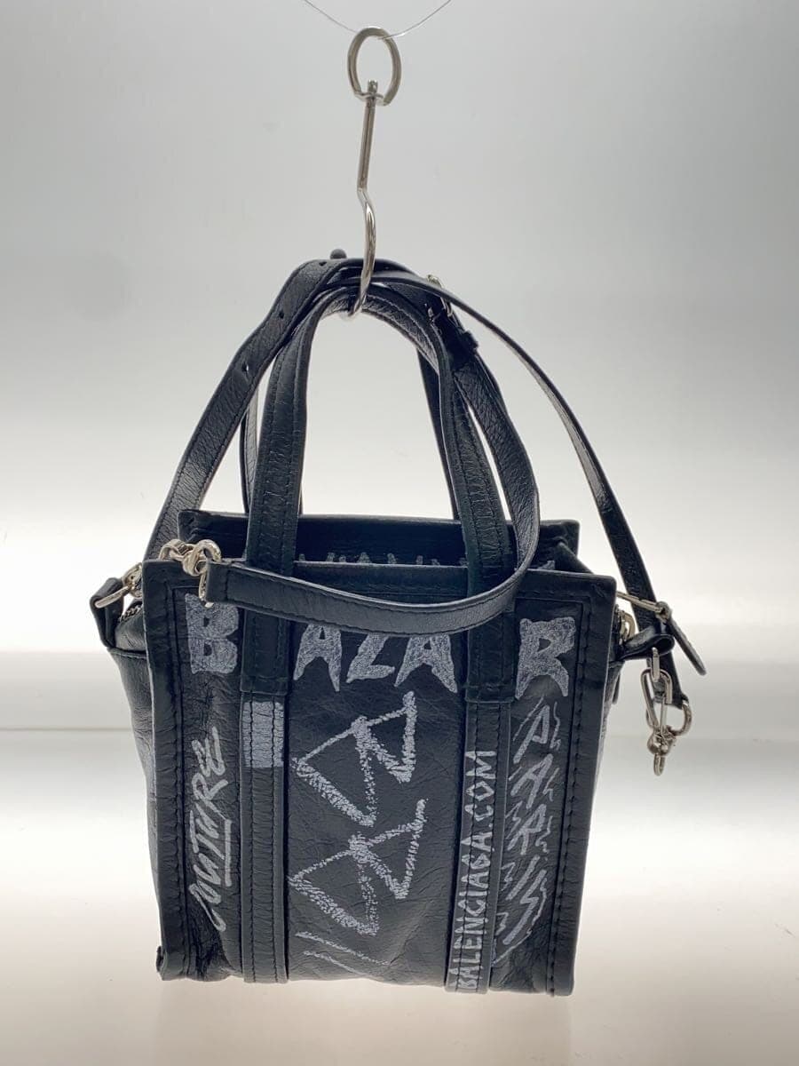 BALENCIAGA Bazaar Shopper Shoulder Bag Leather BLK Solid 513988 1090 Y 002123 3