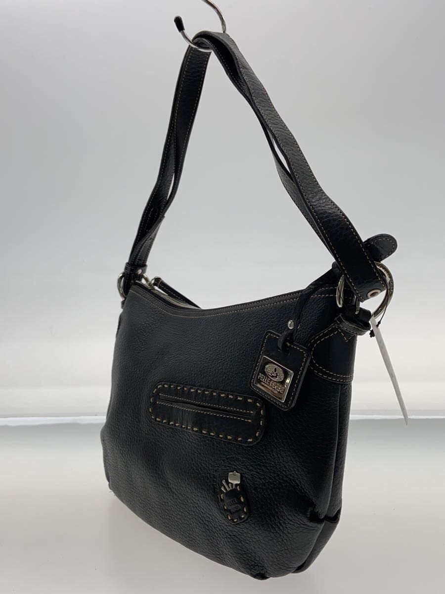 PELLE BORSA Shoulder Bag Leather BLK Solid 2