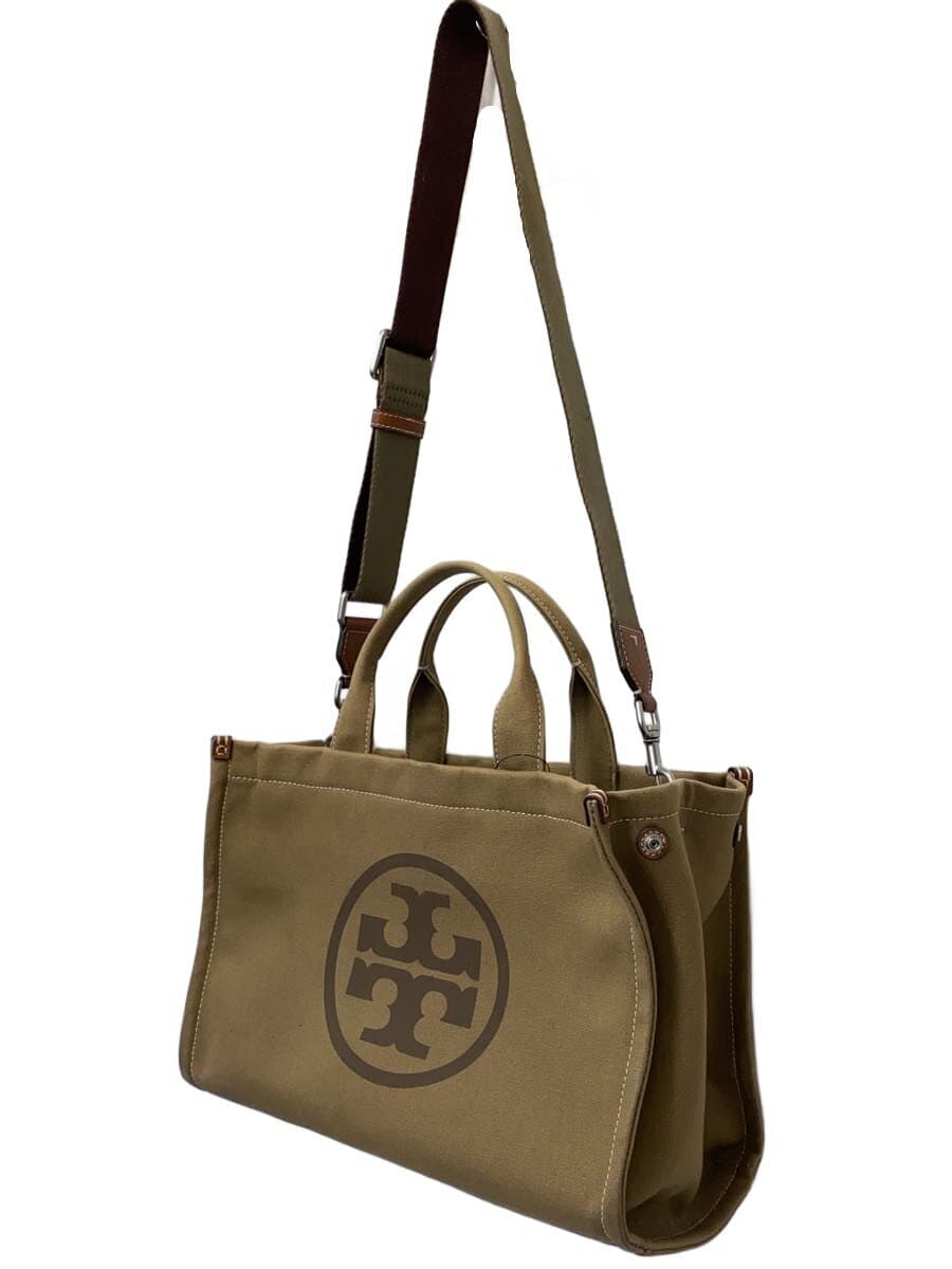 TORY BURCH2-Way Ella Tote Bag Cotton KHK Solid 10008684 2