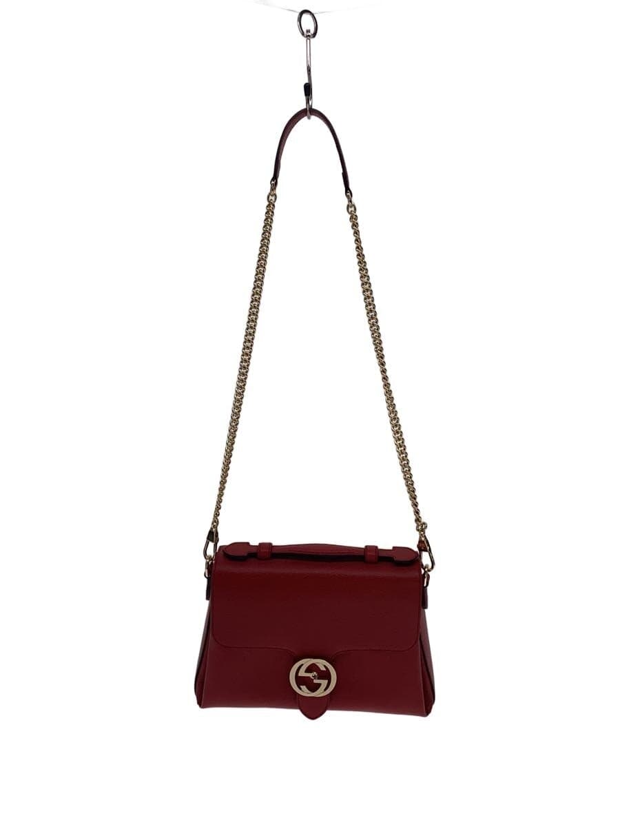 GUCCI Shoulder Bag_Interlocking G Leather RED Solid