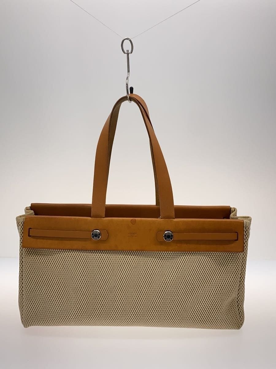 HERMES Cabas mm Stain Spare Bag Metal Bag Canvas IVO Solid 3