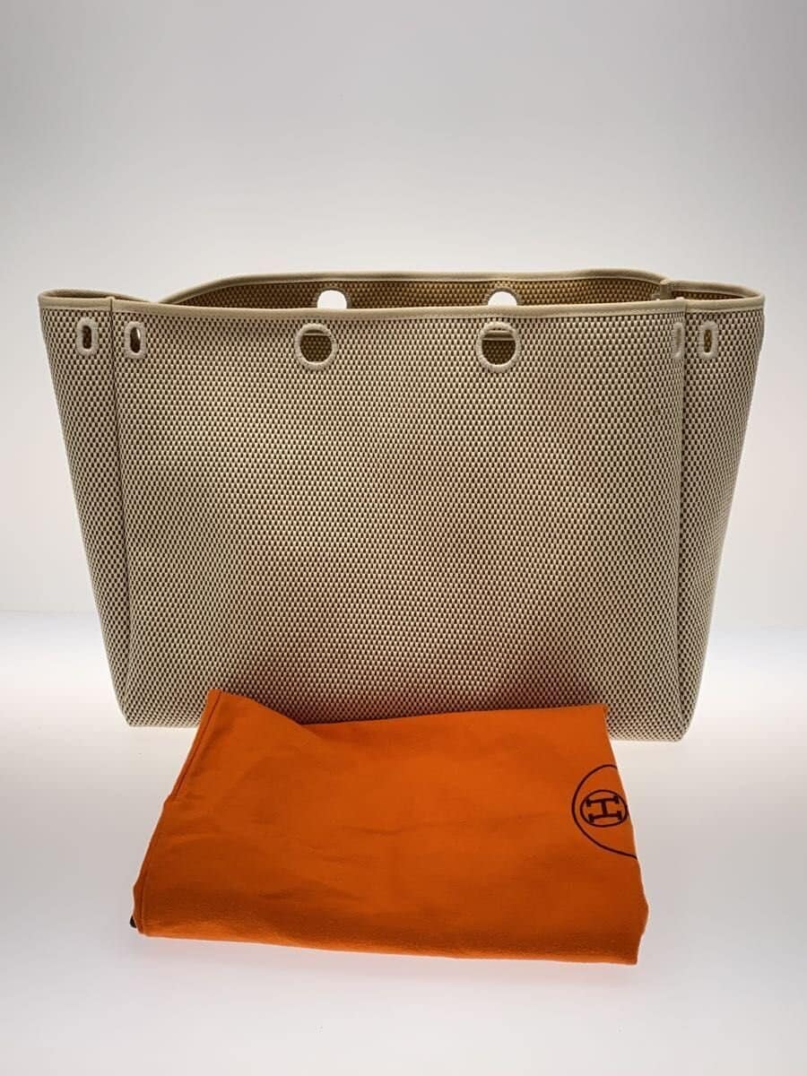 HERMES Cabas mm Stain Spare Bag Metal Bag Canvas IVO Solid 7