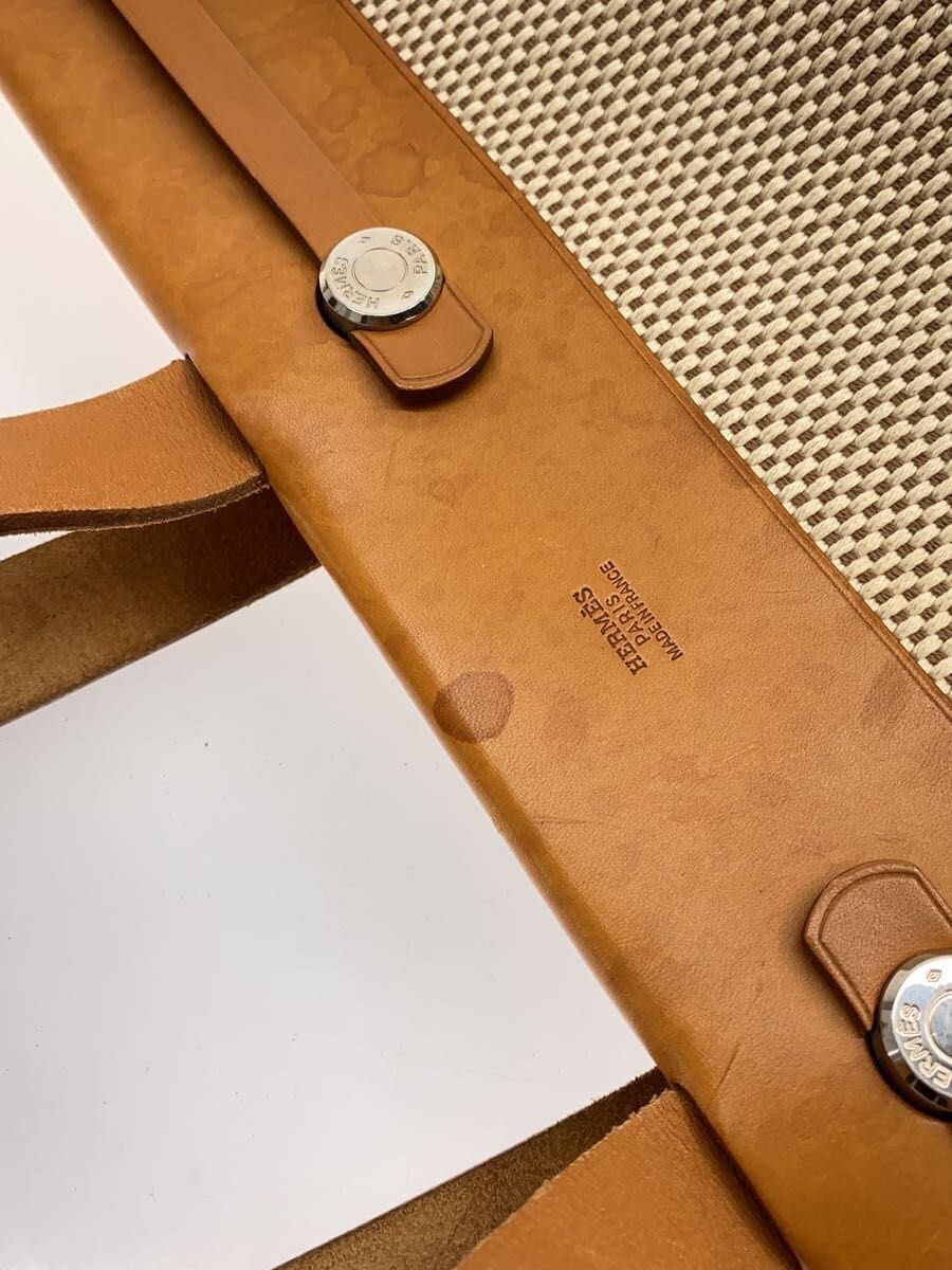 HERMES Cabas mm Stain Spare Bag Metal Bag Canvas IVO Solid 9