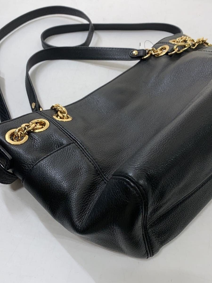 MICHAEL KORS Shoulder Bag Leather BLK Plain Black 2WAY 7
