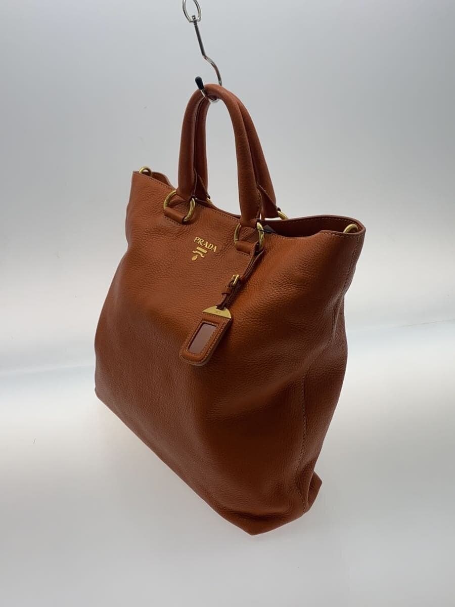 PRADA tote bag leather ORN plain orange 2