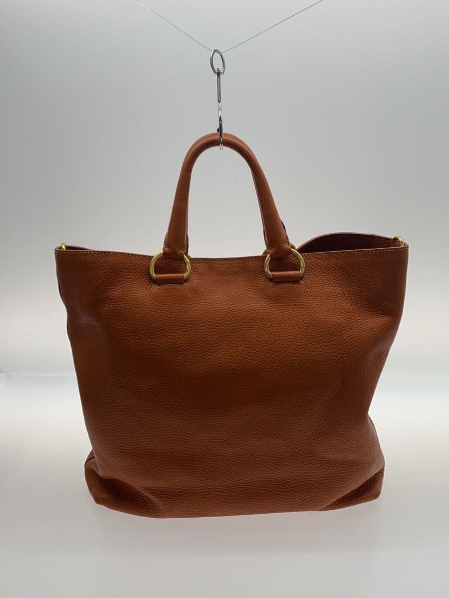 PRADA tote bag leather ORN plain orange 3
